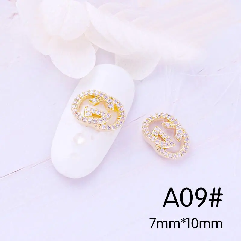A09 5 шт 3D Металлические циркониевые украшения для дизайна ногтей, японские украшения для ногтей, высокое качество, циркониевые хрустальные маникюрные циркониевые алмазные подвески - Цвет: A09