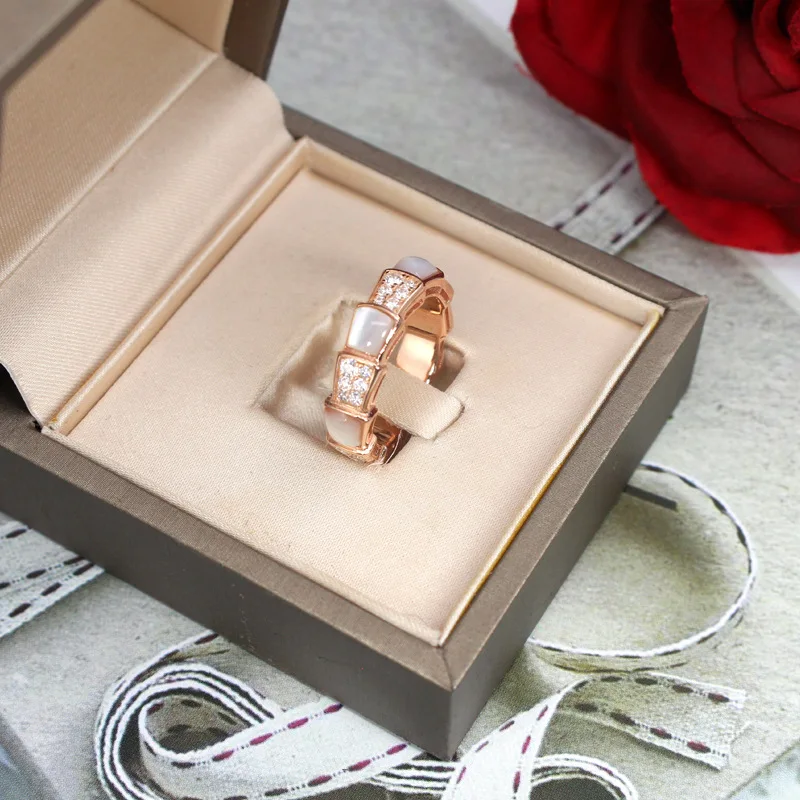 

Wholesale Fine Jewelry High Quality Real Sterling s925 Silver Rings Finger snake bone shell Ring Jewelry fashion accessories