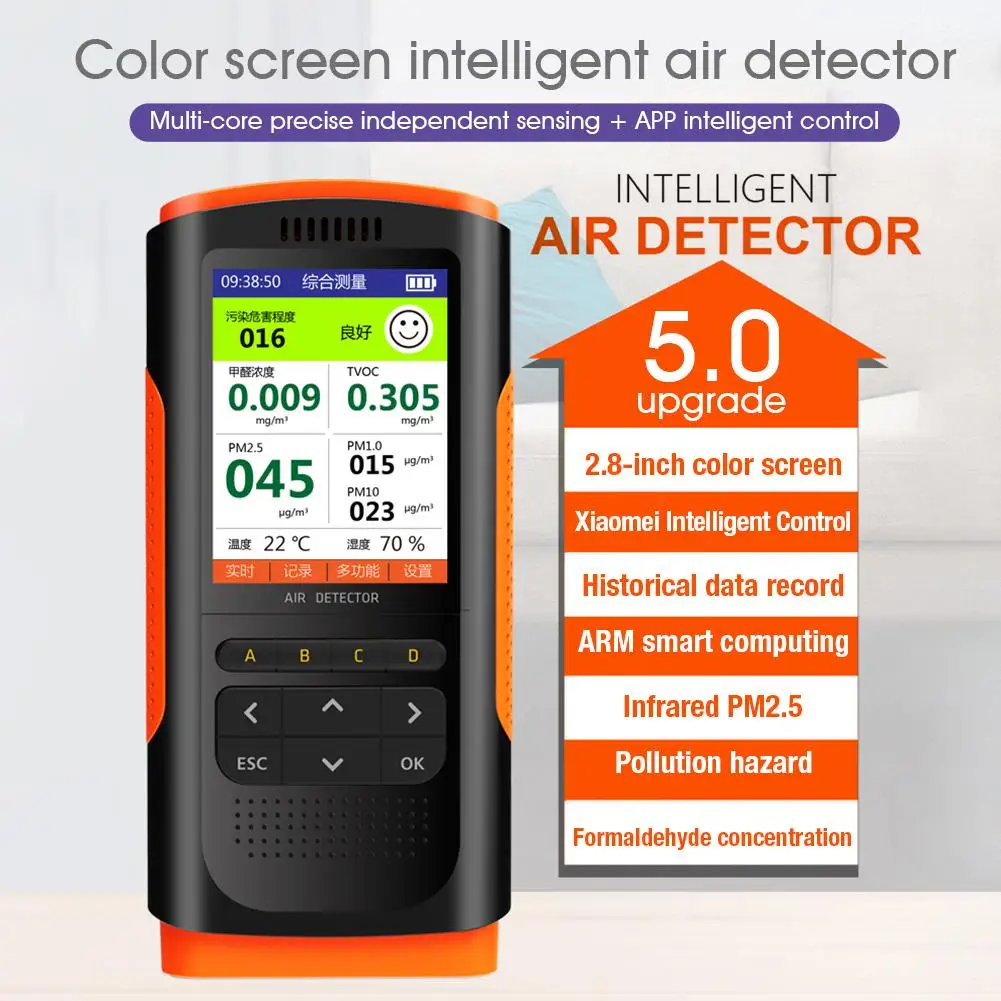 

Цифровой детектор воздуха PM2.5, прибор для контроля качества воздуха, для определения формальдегида, TVOC, PM2.5, газоанализатор угарного газа