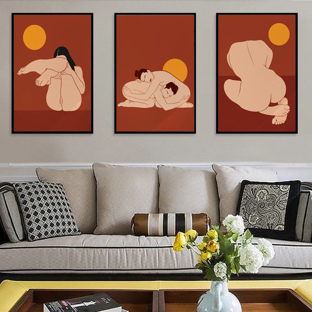 

Nude Woman Canvas Painting Sexy Female Body Abstract Illustration Posters and Prints Nordic Wall Picture for Bedroom Home Decor