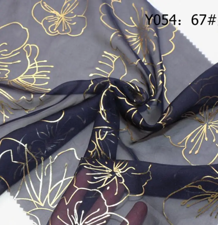 67 Navy Bronzing Flower Косплей 30D шифоновое платье вечерние платья ткань материал DIY летняя ткань для платья блузка шарф квалифицированный - Цвет: 67 Navy