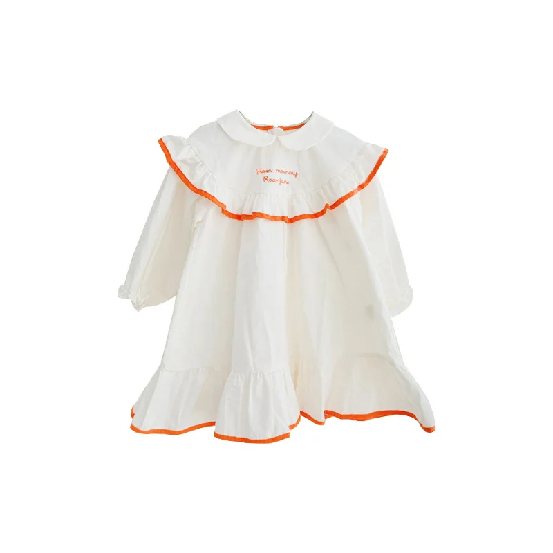 

RJ SPOT 2021 spring new Korean children's dress solid color long sleeve girl dress pleated skirt princess baby dress