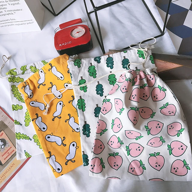 Корейский ulzzang Харадзюку Мультфильм Drawstring Женская Новая мода Портативный Путешествия Повседневная Женская Drawstring Карманный