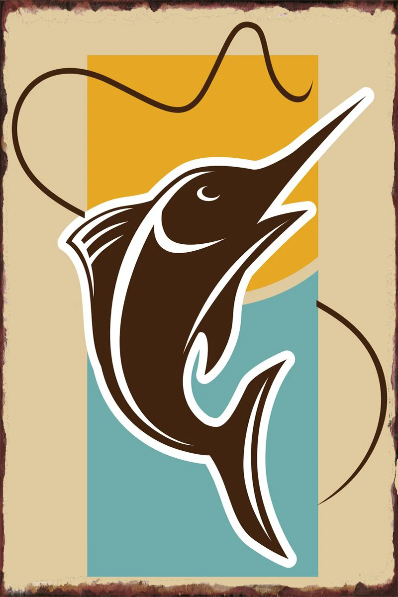 Декор для рыболовной комнаты в стиле ретро винтажный металлический знак