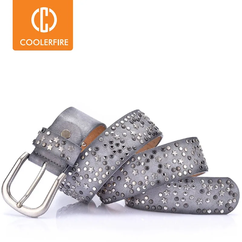 COOLERFIRE Hot New Sale High Quality Luxury Rivet Inlay Ancient Belt For Women Pin Buckle Waist  Women Belt LB021