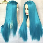 Парик Vogue Queen Blue, прямой синтетический, термостойкий, полностью машинный, натуральная средняя часть, для женщин