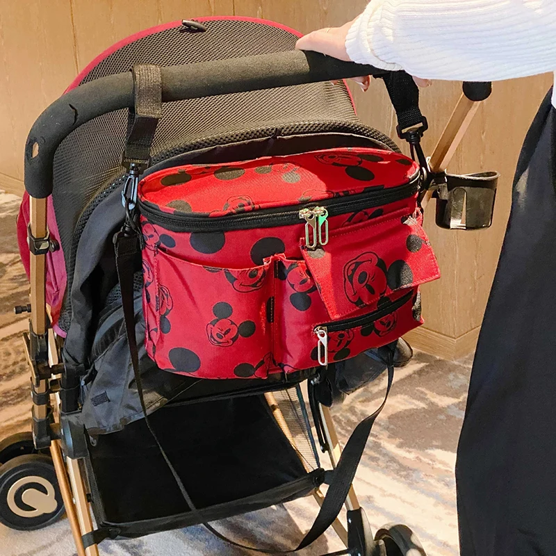 

Disney Practical Multifunctional Canvas Mickey Mouse Print Mommy Bag Children's Stroller Crossbody Large Capacity Bag Female Bag