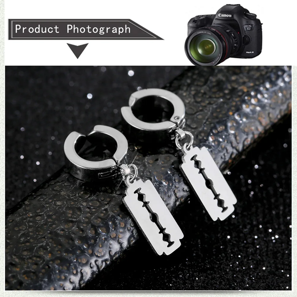 

New style men's blade earrings ladies punk rock razor blade earrings fashion jewelry gifts souvenirs