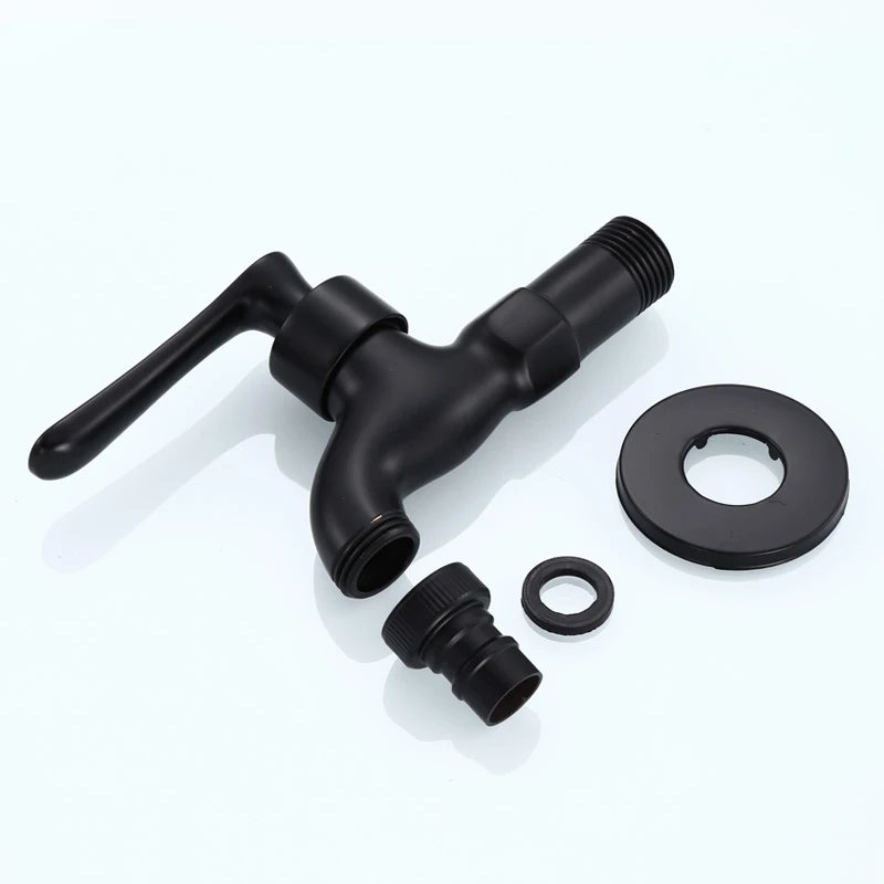 Черный латунный настенный кран для ванной комнаты угловой смеситель стиральной