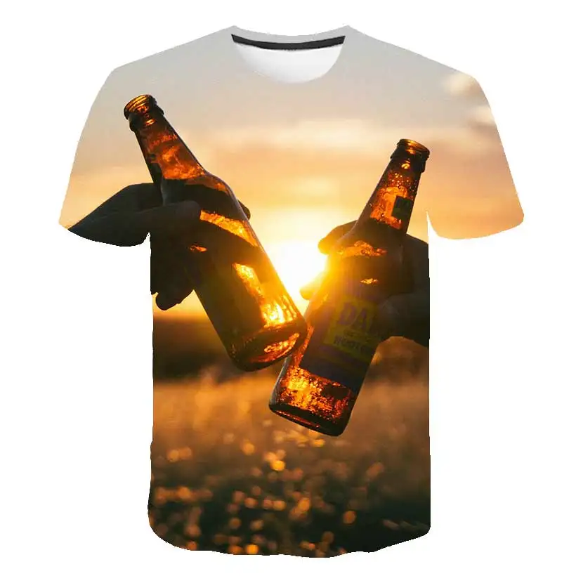 

2021 Yellow Foam Summer Beer Digital 3D Printing T-Shirt Men And Women Round Neck Short-Sleeved T-Shirt Casual XXS-6XL