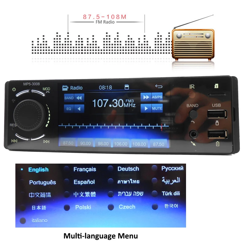 $249.59 Bluetooth Car Radio 1 Din Mirror Link 4