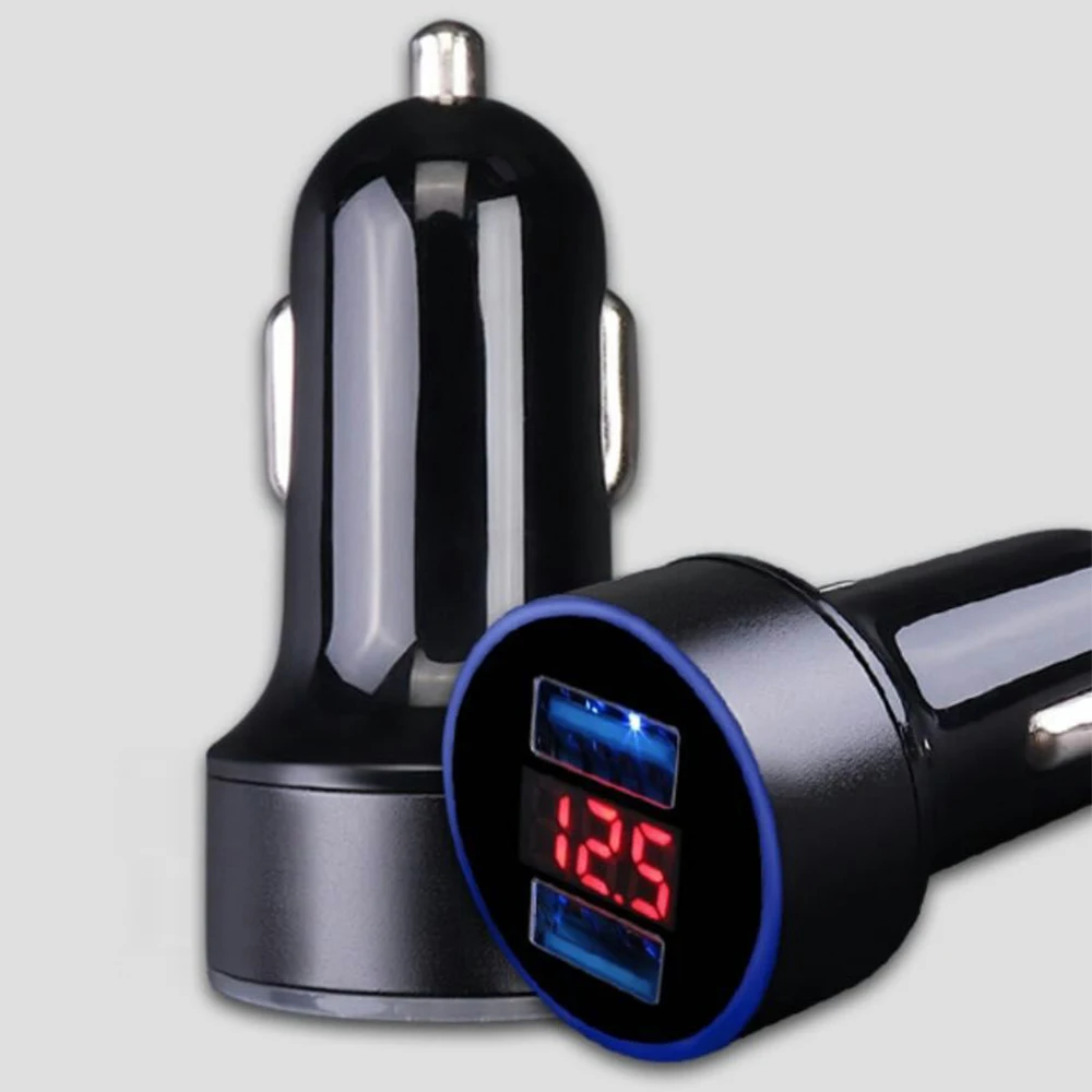 3.1A быстрое зарядное устройство двойной USB Автомобильное зарядное устройство ЖК-дисплей 12-24 в прикуриватель для IPhone для Xiaomi для samsung