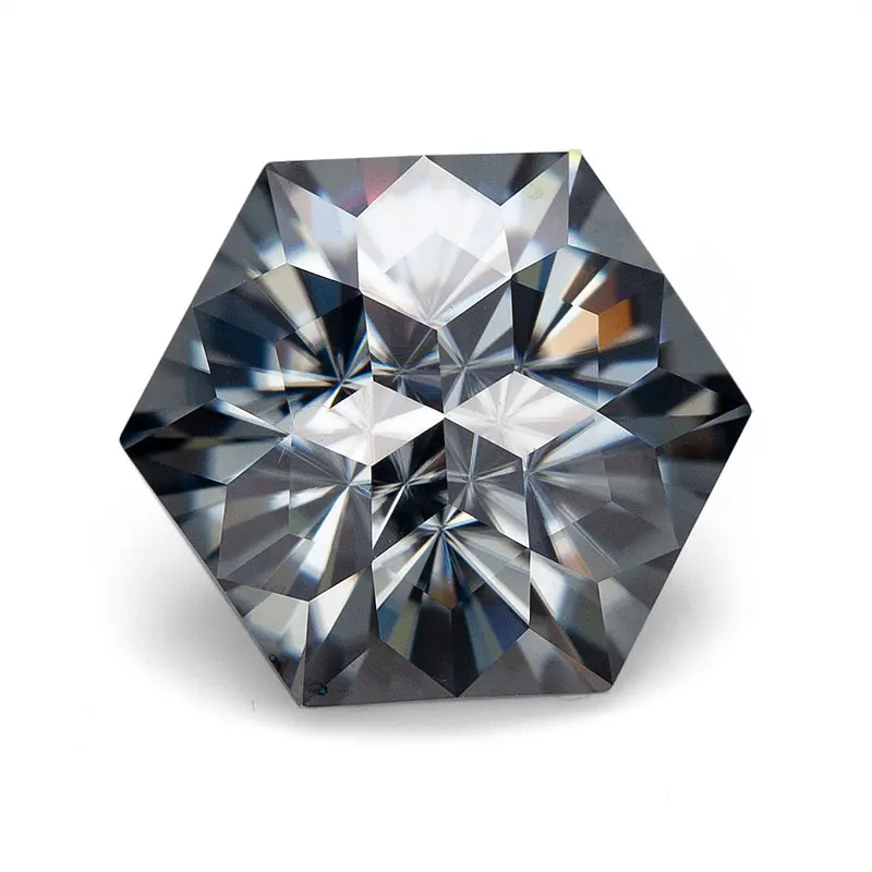 

2020 Customized Loose Gray Moissanite Diamond 7mm Hexagon Shape Moissanite Stones