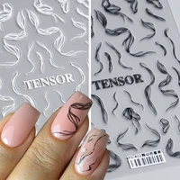 1pcs winter knit sweater cloth pattern 5d nails decal engraved embossed nail art adhesive decals for new year valentines gift
