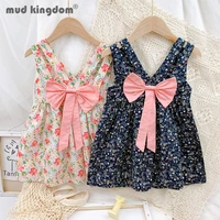 mudkingdom little girls dress bow backless v neck sling cute thin floral sleeveless princess dresses kids summer casual clothes