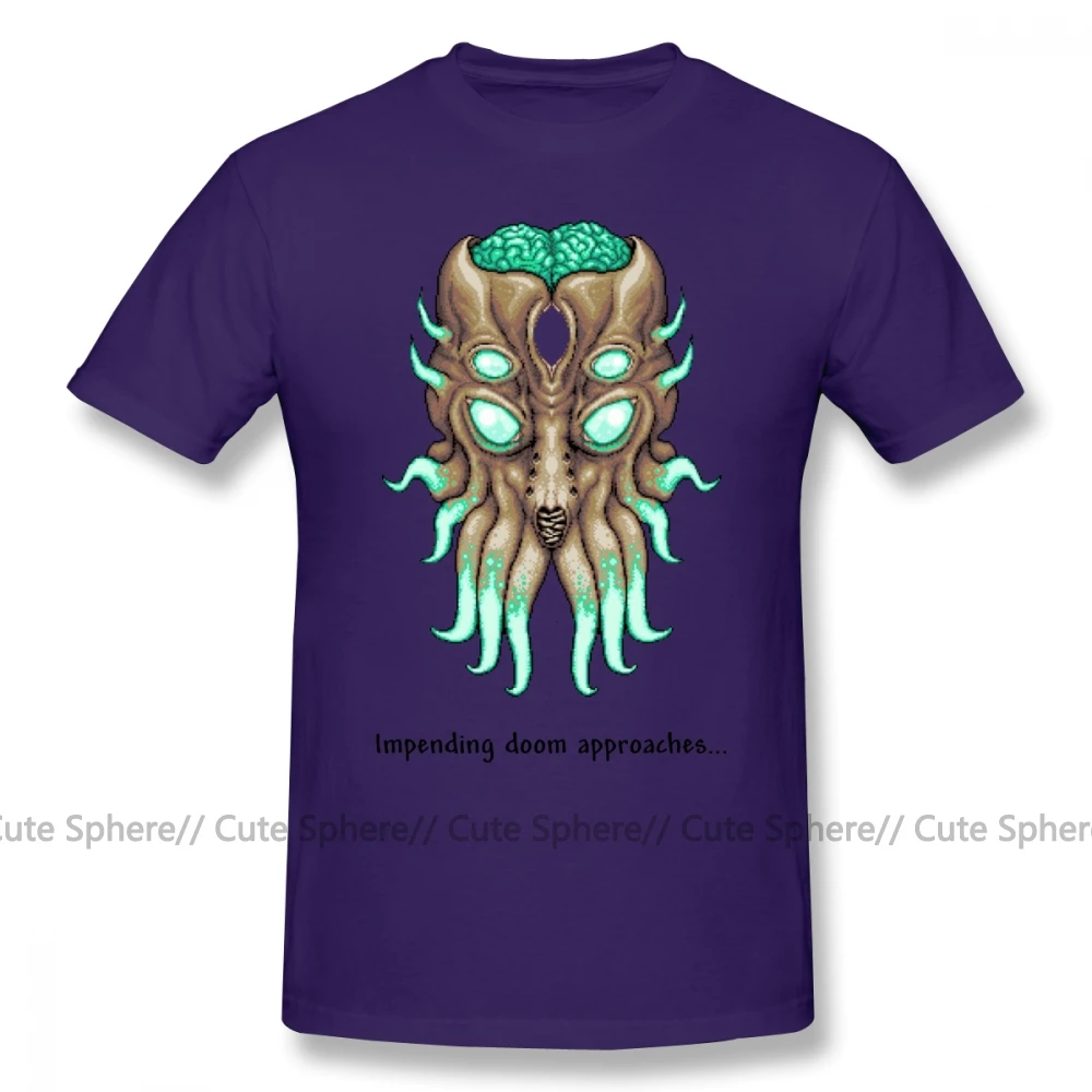 Футболка Terraria, футболка Terraria Moon Lord, короткие рукава уличная одежда, футболка, большая футболка из 100 хлопка, отличная графическая футболка - Цвет: Purple
