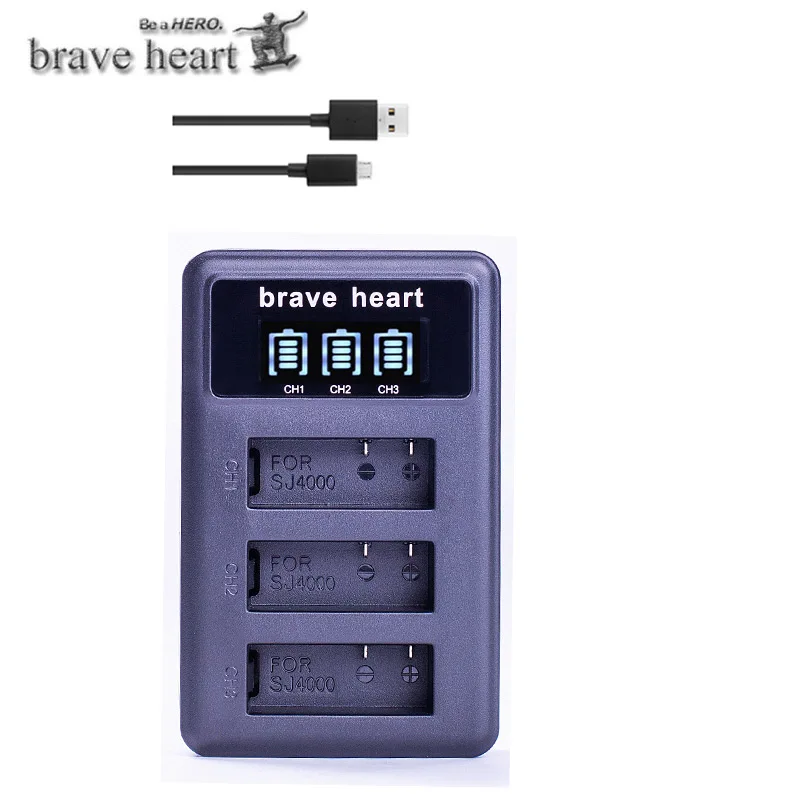 4X SJCAM Sj4000 Батарея+ 3 лота ЖК-дисплей Зарядное устройство для спортивной экшн-камеры SJCAM SJ4000 SJ5000 SJ6000 SJ8000 eken 4K H8 H9 GIT-LB101 GIT PG900 1050 SJ M10
