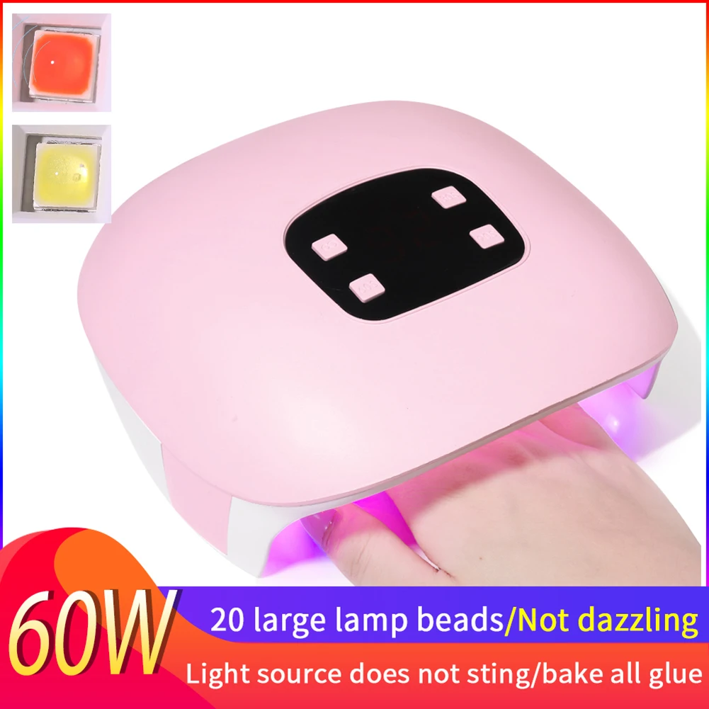 

60W LED Lamp Nail Dryer Polish Drying Lamp 20 LEDs UV Ice Lamp For Drying Gel Polish Timer Auto Sensor Manicure Tools Nail Art