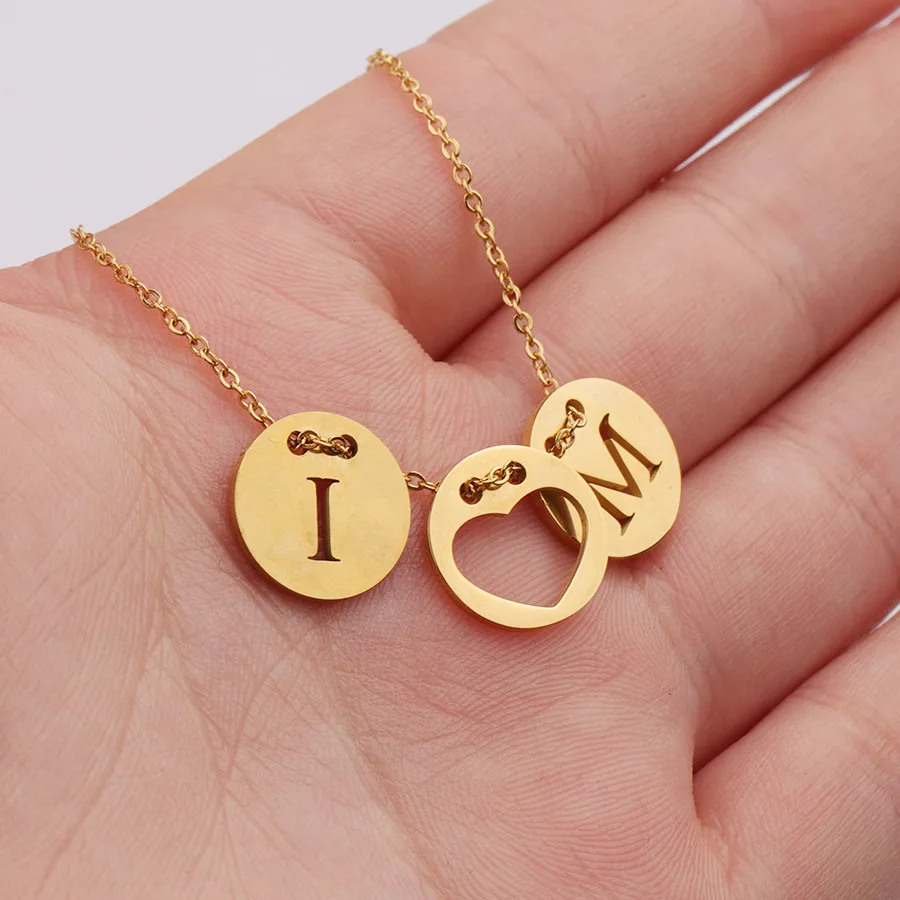 3 шт./компл. алфавитные ожерелья с буквой и подвеской для женское дисковое буквы