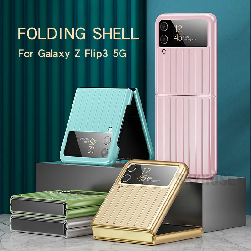 

For Samsung Galaxy Z Flip 3 5G Case Plating Ultra Thin Hard PC Shockproof Back Cover Capa for Galaxy Z Flip3 Case Fashion Cover