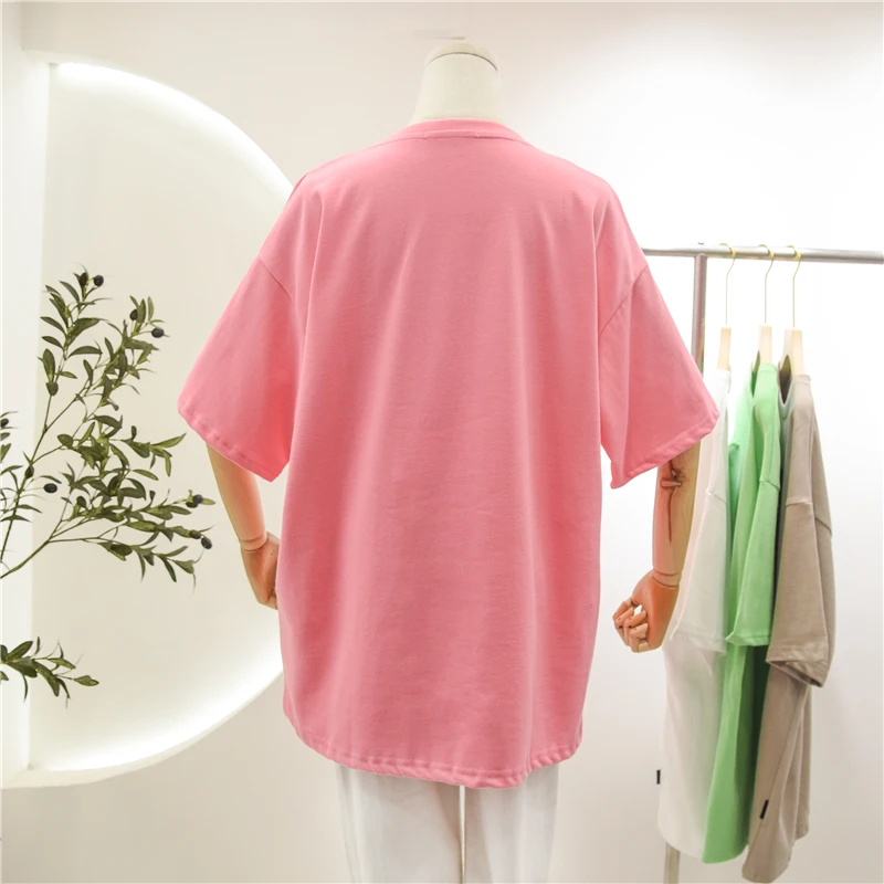 

Cartoon smiling face short t-shirt Woman Chunqiu loose round-necked folded jacket DAXA top tshirt