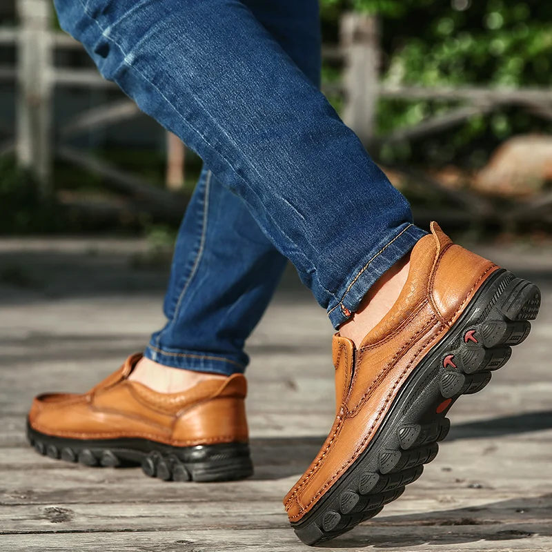 

genuine leather Comfortable Men Casual Shoes outdoor Loafers Man Shoes slip on Quality handmade Men's Flats Moccasins Shoes