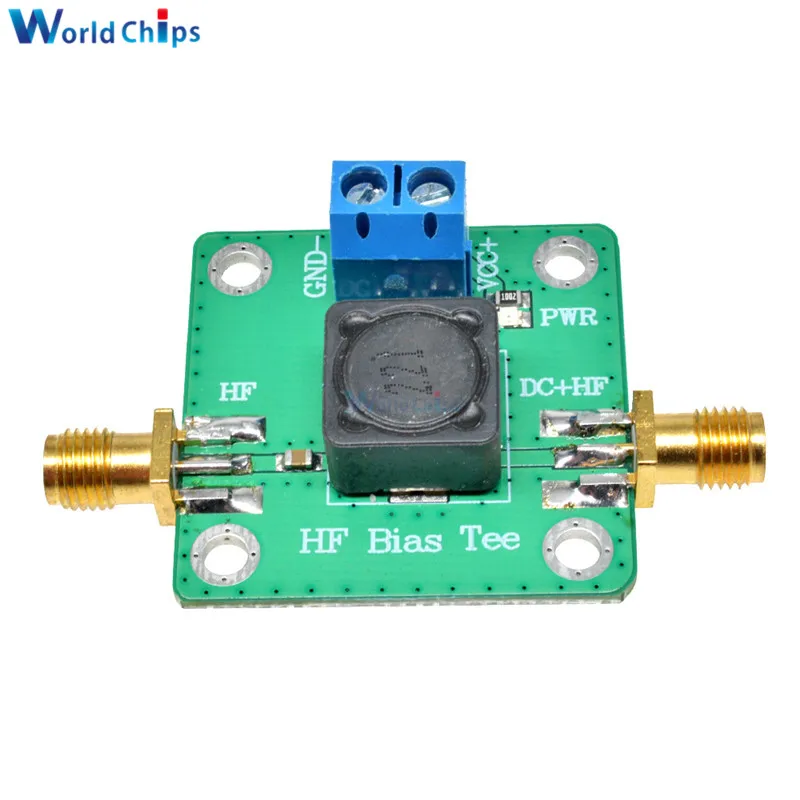 RF Microwave HF Bias Tee 50K-60MHz DC offset Feeder For RF Short Wave RTL SDR LNA HAM Radio Amplifier Antenna 33mmx33mm