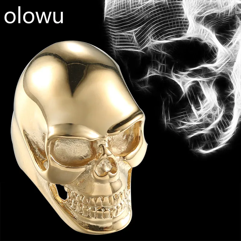 Olowu мужское классическое кольцо из нержавеющей стали черного и золотого цвета