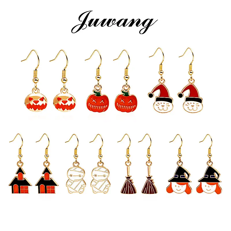 

2021 Trend Simple Christmas Earrings Fashion Exquisite Festive New Year's Surprise Charm Ear Stud Fine Cute Pumpkin Witch Gift