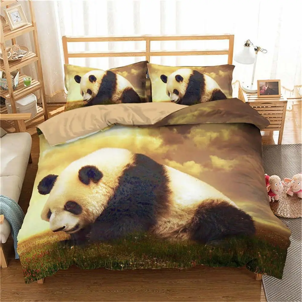 

Panda Printed 3pcs Bedding Set Bamboo Duvet Cover Sets For Adult Child Bedclothes And Pillowcases Comforter Bed Set