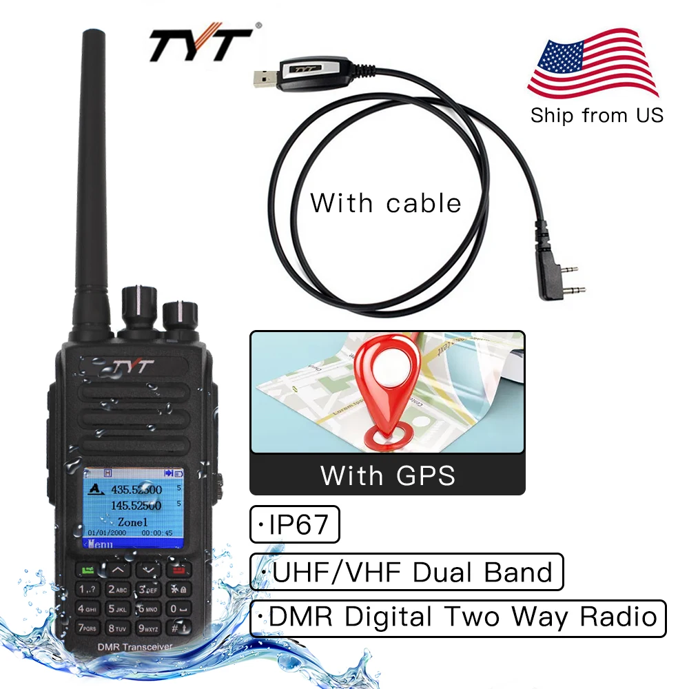 IP67 водонепроницаемый телефон ПМР двухдиапазонный UHF VHF 136 174 400 480 МГц трансивер Dlot
