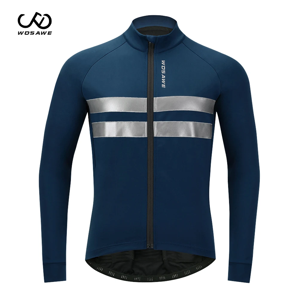 

WOSAWE Winter Men's Motorcycle Jacket Warm Up Thermal Fleece Reflective Moto Windproof Windcoat Outdoor Sports Coat