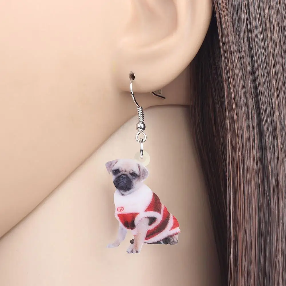 Bonsny акриловый Рождественский костюм платье мопса ювелирные наборы серьги в виде