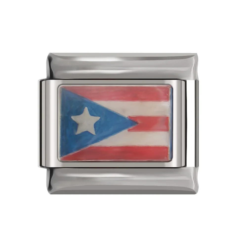 Puerto Rico Hapiship, 1 шт., ширина 9 мм, оригинальная национальная подвеска в виде флага, браслет из нержавеющей стали для изготовления ювелирных изделий DJ16 - Окраска металла: Puerto Rico