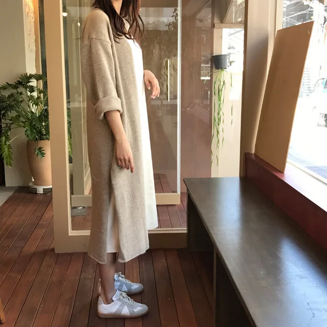 Autumn Winter Women's Cardigan Simple Belt Female New Fashion Long Coat Loose Type Wool Knitted Cardigan Female Outwear