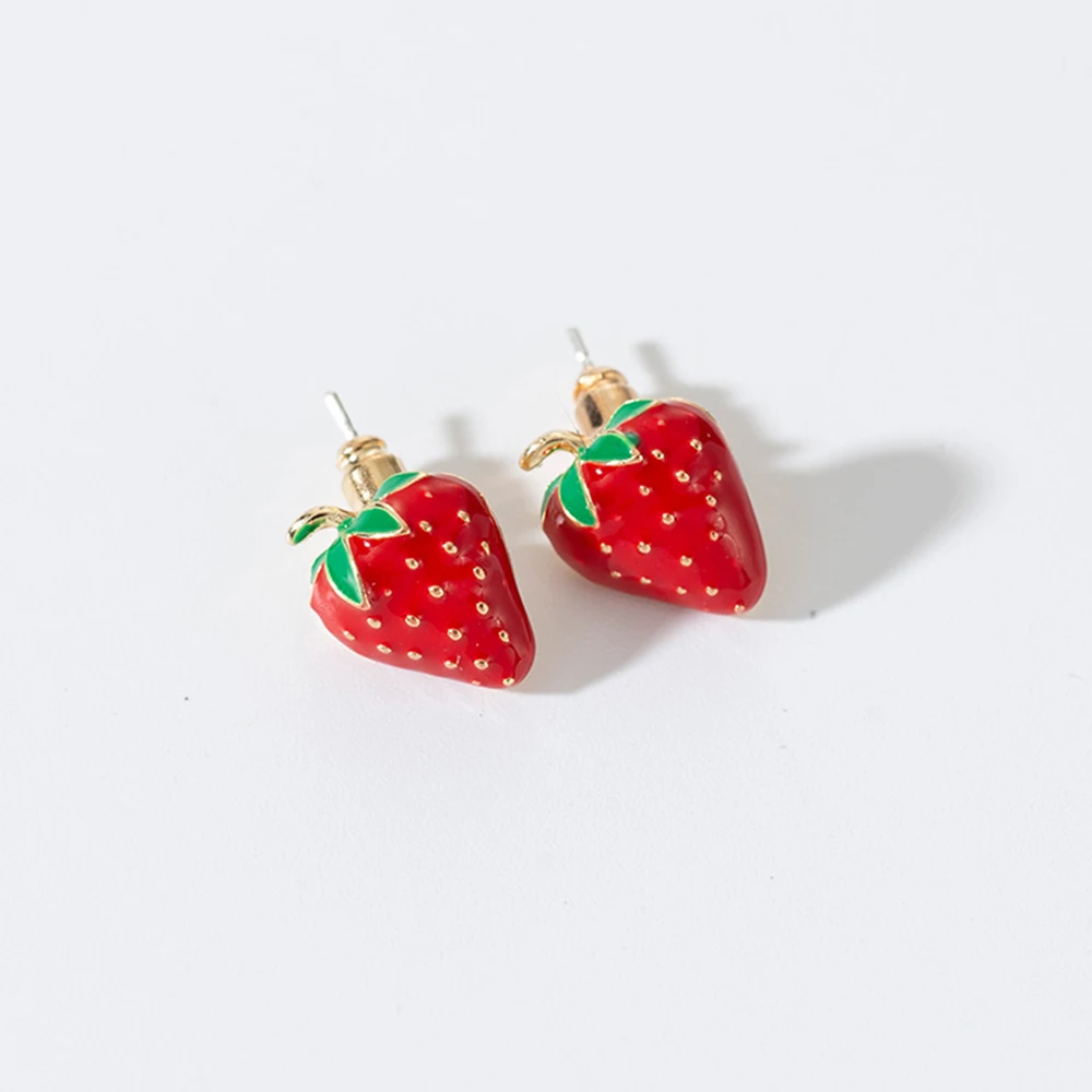 Высококачественные красные серьги-гвоздики в виде клубники красивые маленькие