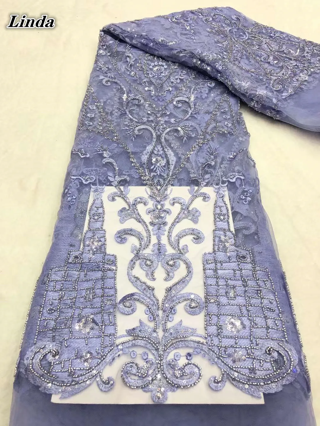 

Latest French Tulle Lace Fabric 5 Yards 2021 High Quality Nigerian Women Wedding Sequins Beads Embroidery African Lace Fabric