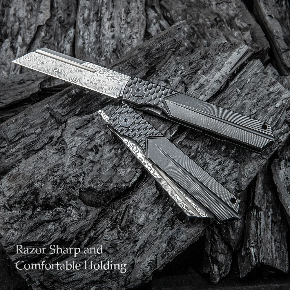 TRIVISA дамасский хигоноками Мясницкий бальд титановая ручка с карманным зажимом и