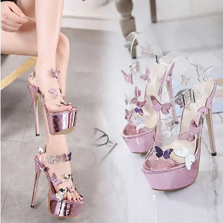

summer new 2021 New women's shoes T-shaped buckle butterfly toe sandals versatile thin heel sexy super high heels