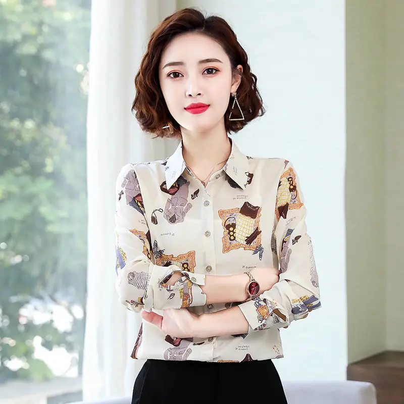 

Fashionable Chiffon Shirt Women 's Long Sleeve 2021 New Loose Top Bottoming Shirt Fashion