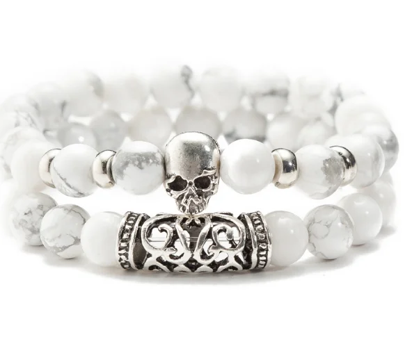 

skull 8mm bohemian multicolor Agate beads Chakra Reiki Buddha Yoga Bracelet elastic adjustable Volcanic Stone Bangles bm53