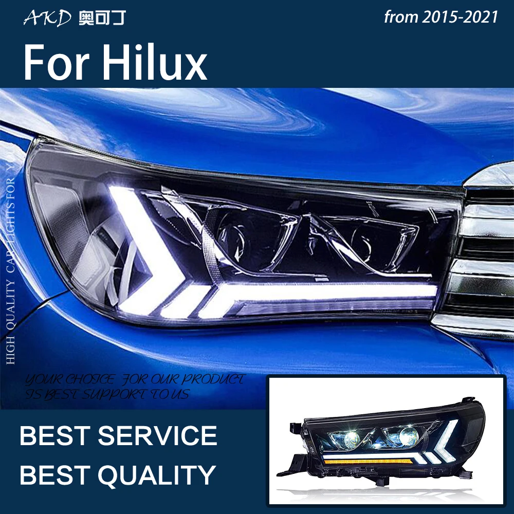 

Фара головного света AKD для Toyota Hilux Revo, светодиодная фара 2015-2021, фара Hilux Revos DRL, сигнал поворота, дальний свет, проектор Angel Eye