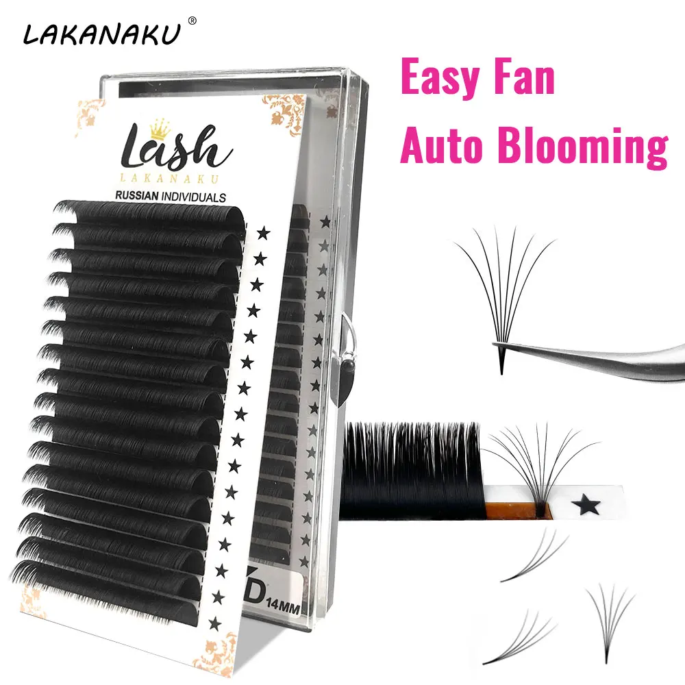 Ресницы для наращивания LAKANAKU Easy Fan цветущие мягкие ресницы макияжа 0 05/0