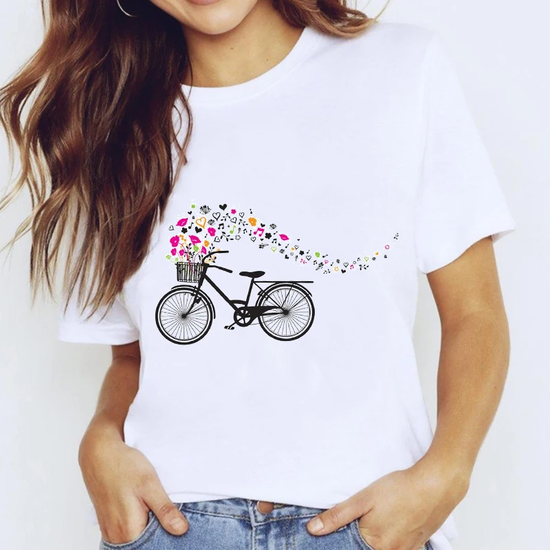 

Ladies Female Tee T-Shirt T-shirts Top for Women 90s Bike Fashion Trend Style Cute Casual Clothing Print Lady Graphic T Shirt