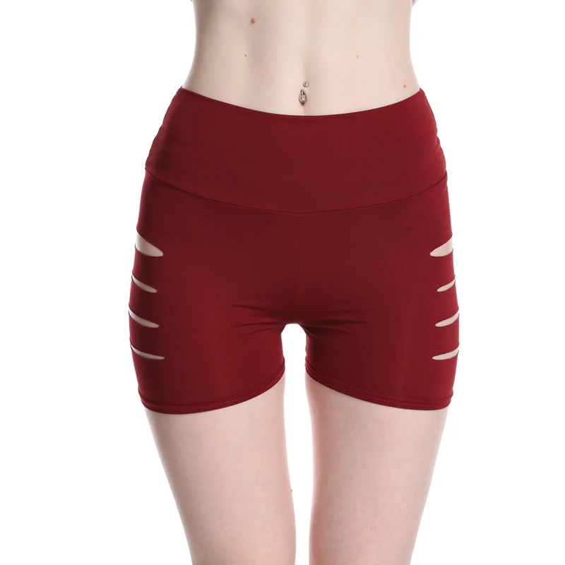 

2021 Summer New Side Hole Sports Shorts Comfortable High Waist Stretch Three Shorts High Rise Fitness Trainning Shorts 2 Color