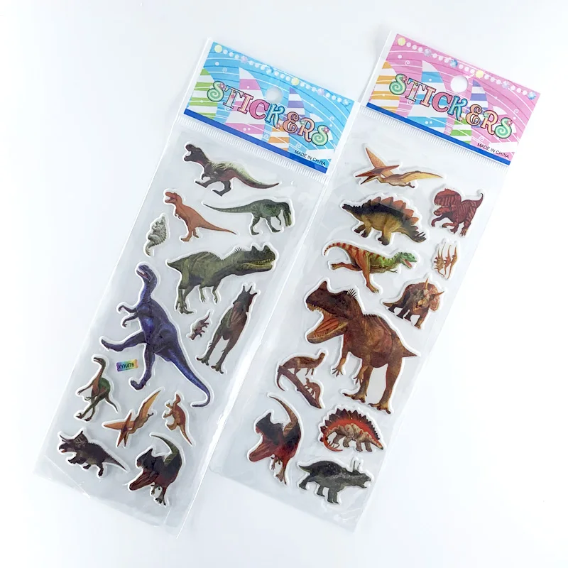 Juego de 12 hojas de pegatinas de dibujos animados en 3D para ni&ntilde;os, pegatinas de dibujos animados de animales, Burbuja de PVC, abalorios de manualidades para ni&ntilde;os, regalos para ni&ntilde;os-3
