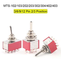 5pcs 6mm mts 102103202203302304402403 toggle switch 5a125v 2a250v miniature toggle switch 36912 pin 23 position switch
