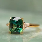 Роскошное женское квадратное большое кольцо с кристаллами, классическое обручальное кольцо золотого цвета, очаровательное свадебное кольцо с зеленым цирконием