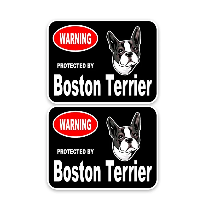 

Funny 2X Boston Terrier Guard Dog Bumper Window Car Sticker Decal PVC 15cm X 12cm