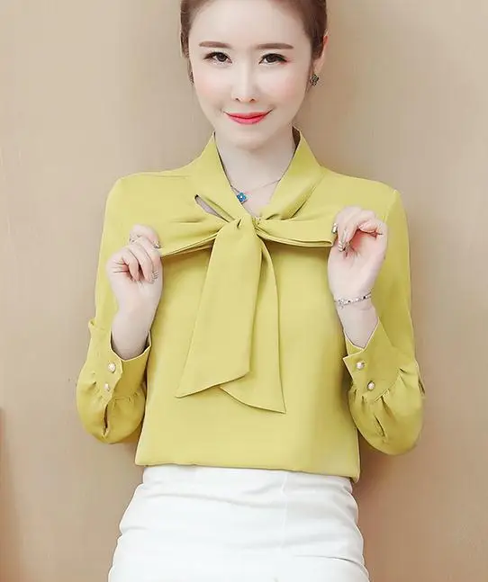 

2020 Women in spring and autumn Summer with New style fashion Long sleeve V-neck Chiffon shirt
